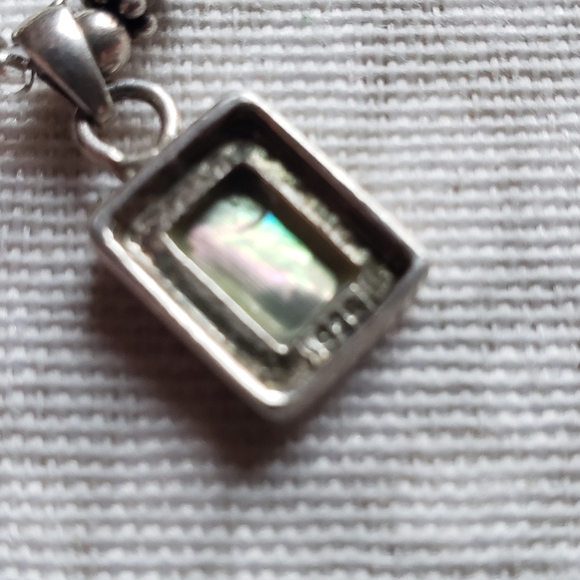 Mother of Pearl Sterling Silver Pendant on Beaded Necklace - Picture 4 of 6